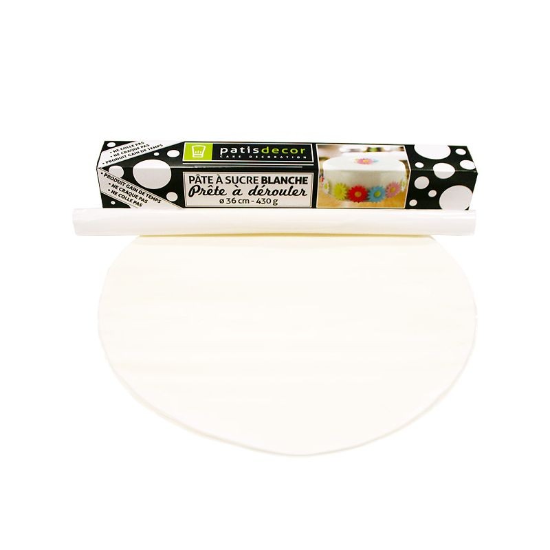 Pâte à sucre prête à dérouler - BLANC - 430g - CERF DELLIER